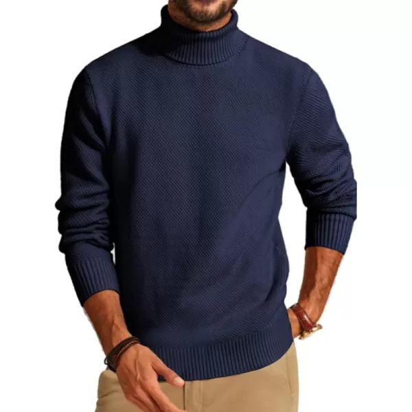 PJ PAUL JONES Men's Turtleneck Pullover Sweaters Knitted Casual Textured Sweater