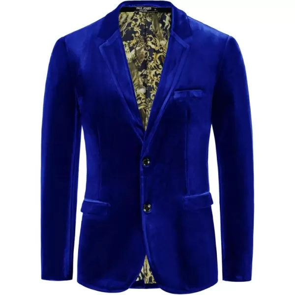 PJ PAUL JONES Mens Velvet Blazer Two Button Sport Coat Solid Slim Fit Suit Jacket for Dinner Prom Wedding