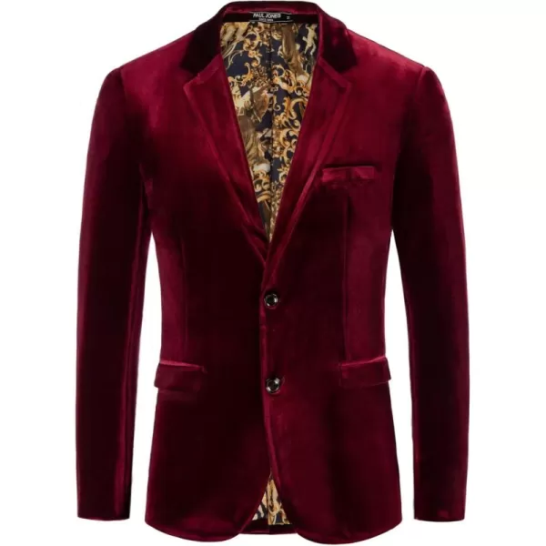PJ PAUL JONES Mens Velvet Blazer Two Button Sport Coat Solid Slim Fit Suit Jacket for Dinner Prom Wedding