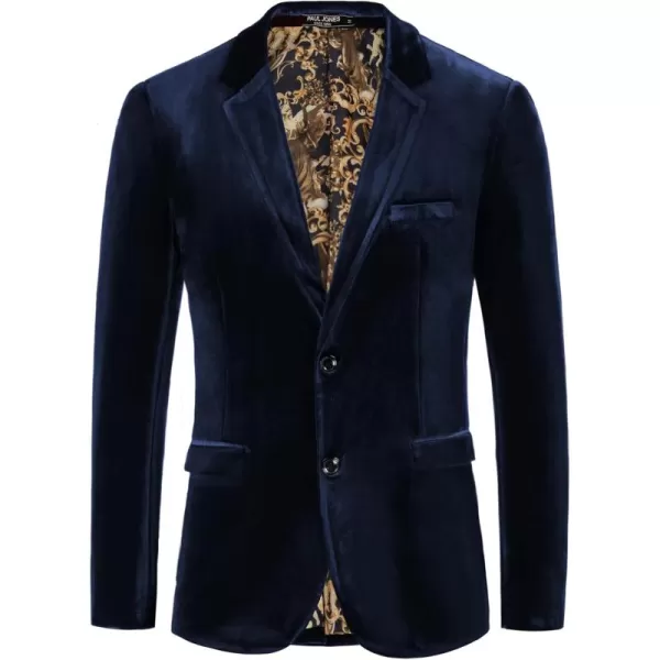 PJ PAUL JONES Mens Velvet Blazer Two Button Sport Coat Solid Slim Fit Suit Jacket for Dinner Prom Wedding