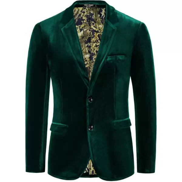 PJ PAUL JONES Mens Velvet Blazer Two Button Sport Coat Solid Slim Fit Suit Jacket for Dinner Prom Wedding