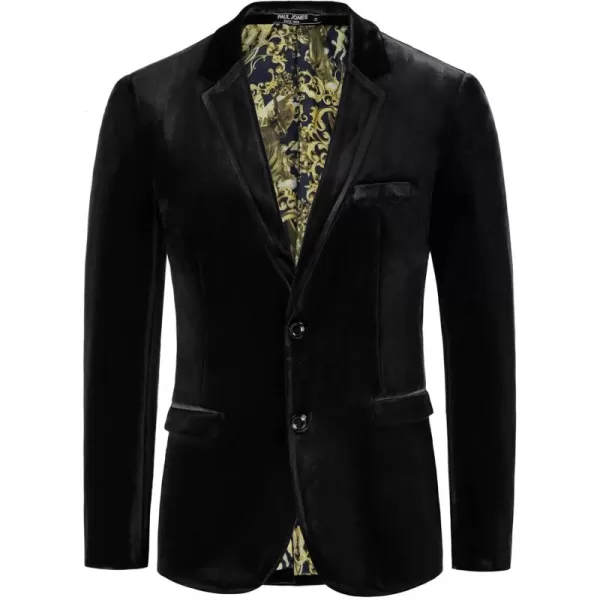 PJ PAUL JONES Mens Velvet Blazer Two Button Sport Coat Solid Slim Fit Suit Jacket for Dinner Prom Wedding