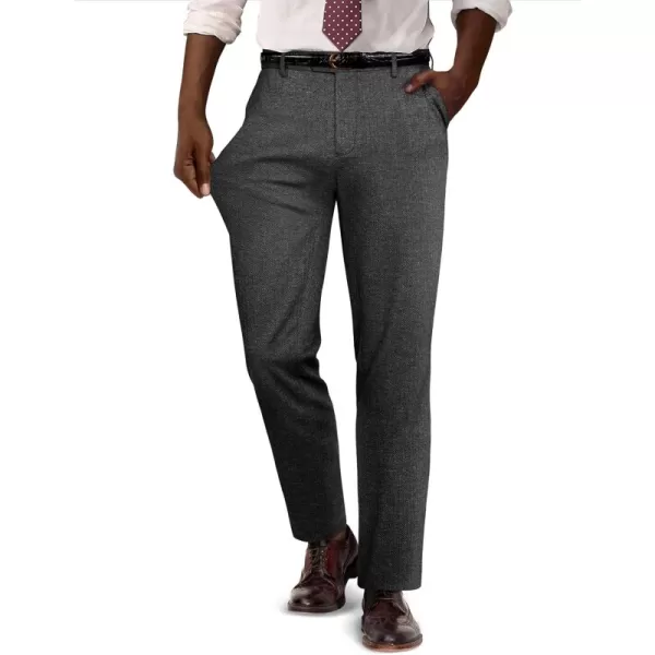 PJ PAUL JONES Men's Vintage Pants Stretch Herringbone Knit Pleated Pants Casual Business Suit Trousers