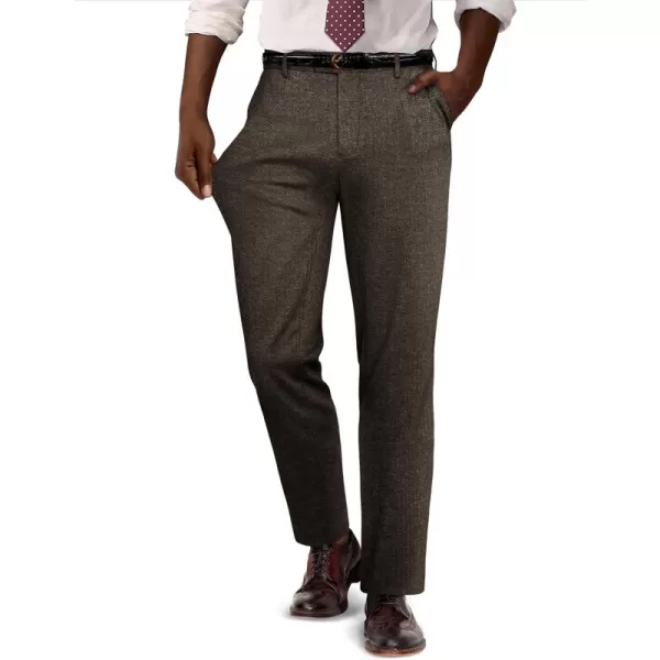 PJ PAUL JONES Men's Vintage Pants Stretch Herringbone Knit Pleated Pants Casual Business Suit Trousers