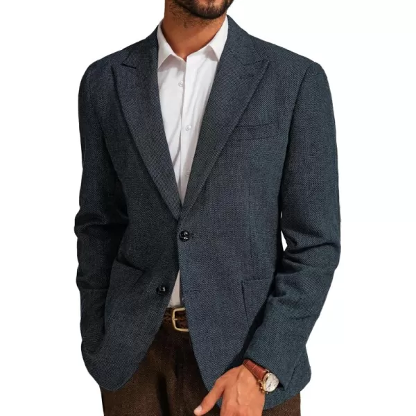 PJ PAUL JONES Men's Wool Blend Blazer Vintage Herringbone Tweed Two Button Sport Coat Jacket with Pockets