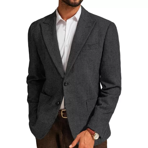 PJ PAUL JONES Men's Wool Blend Blazer Vintage Herringbone Tweed Two Button Sport Coat Jacket with Pockets