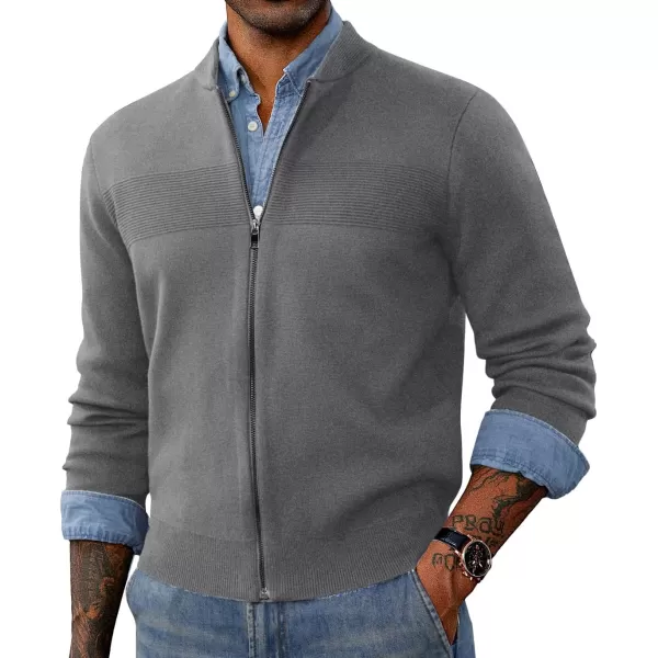 PJ PAUL JONES Mens Full Zip Cardigan Sweater Stand Collar Regular Fit Knit Sweaters