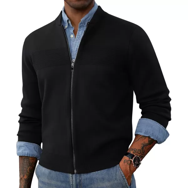 PJ PAUL JONES Mens Full Zip Cardigan Sweater Stand Collar Regular Fit Knit Sweaters