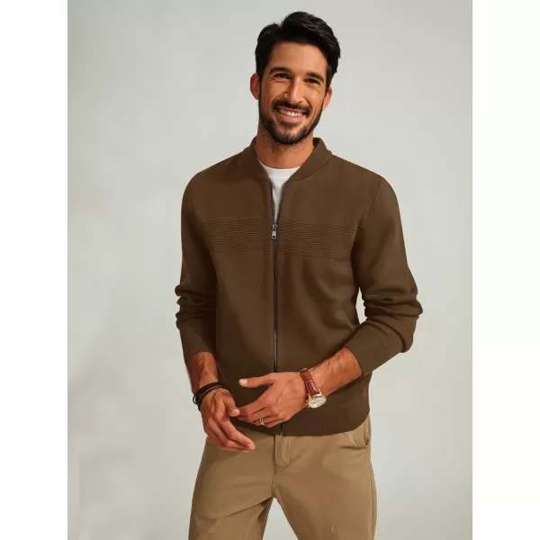 PJ PAUL JONES Mens Full Zip Cardigan Sweater Stand Collar Regular Fit Knit Sweaters