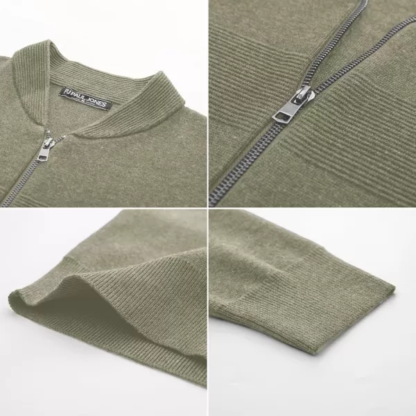 PJ PAUL JONES Mens Full Zip Cardigan Sweater Stand Collar Regular Fit Knit Sweaters