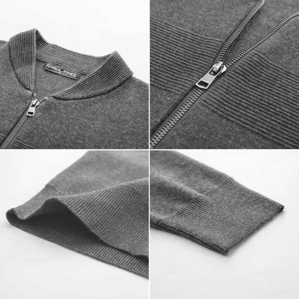 PJ PAUL JONES Mens Full Zip Cardigan Sweater Stand Collar Regular Fit Knit Sweaters