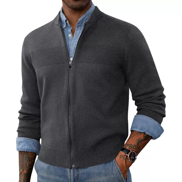 PJ PAUL JONES Mens Full Zip Cardigan Sweater Stand Collar Regular Fit Knit Sweaters