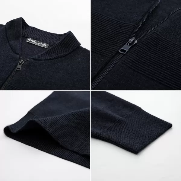 PJ PAUL JONES Mens Full Zip Cardigan Sweater Stand Collar Regular Fit Knit Sweaters