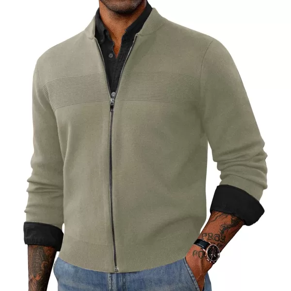 PJ PAUL JONES Mens Full Zip Cardigan Sweater Stand Collar Regular Fit Knit Sweaters