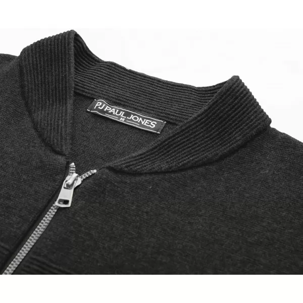 PJ PAUL JONES Mens Full Zip Cardigan Sweater Stand Collar Regular Fit Knit Sweaters