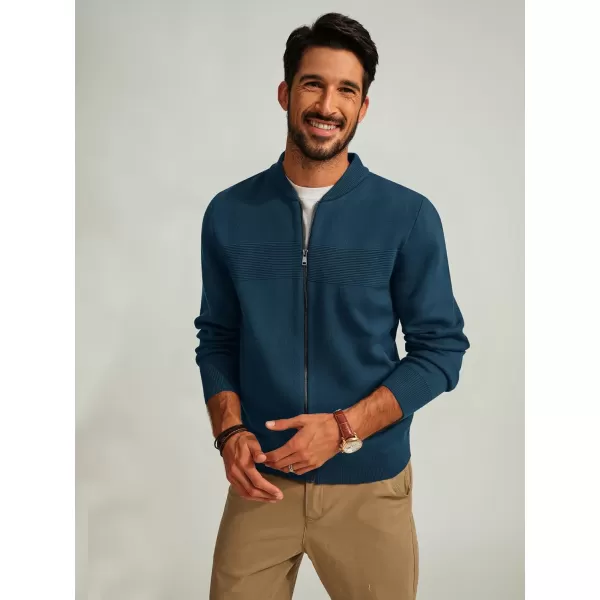 PJ PAUL JONES Mens Full Zip Cardigan Sweater Stand Collar Regular Fit Knit Sweaters