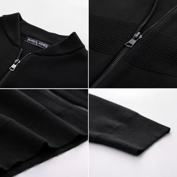 PJ PAUL JONES Mens Full Zip Cardigan Sweater Stand Collar Regular Fit Knit Sweaters