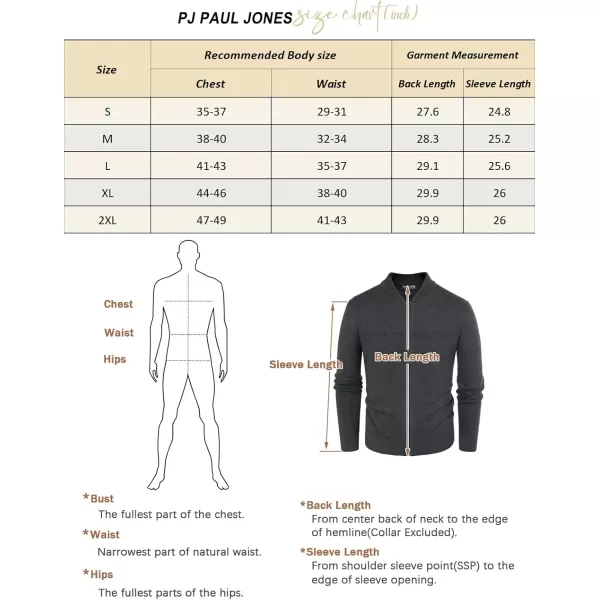 PJ PAUL JONES Mens Full Zip Cardigan Sweater Stand Collar Regular Fit Knit Sweaters