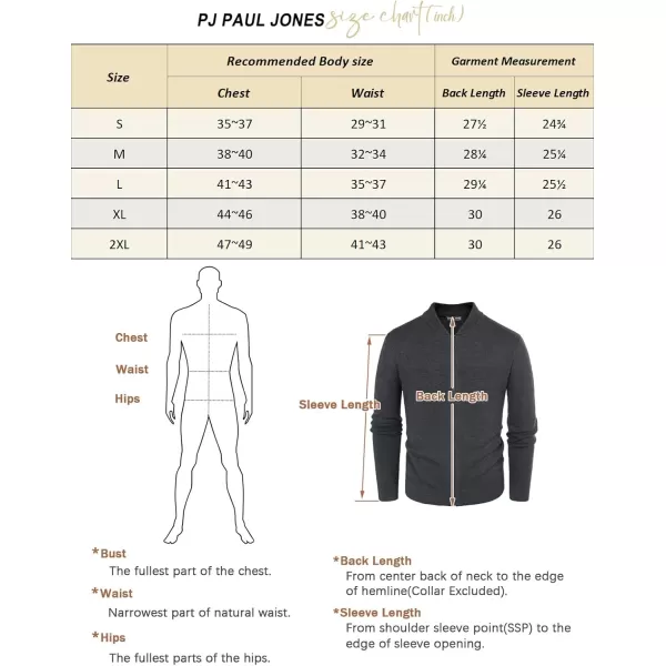 PJ PAUL JONES Mens Full Zip Cardigan Sweater Stand Collar Regular Fit Knit Sweaters