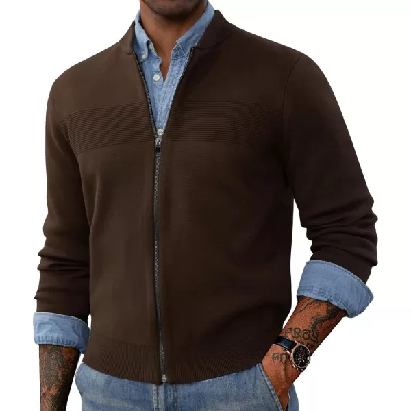 PJ PAUL JONES Mens Full Zip Cardigan Sweater Stand Collar Regular Fit Knit Sweaters