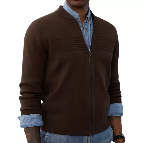 PJ PAUL JONES Mens Full Zip Cardigan Sweater Stand Collar Regular Fit Knit Sweaters