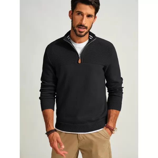 PJ PAUL JONES Men's Quarter Zip Sweater Slim Fit Casual Pullover Sweater Mock Neck Polo Sweaters