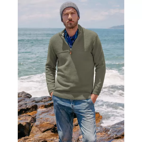 PJ PAUL JONES Men's Quarter Zip Sweater Slim Fit Casual Pullover Sweater Mock Neck Polo Sweaters
