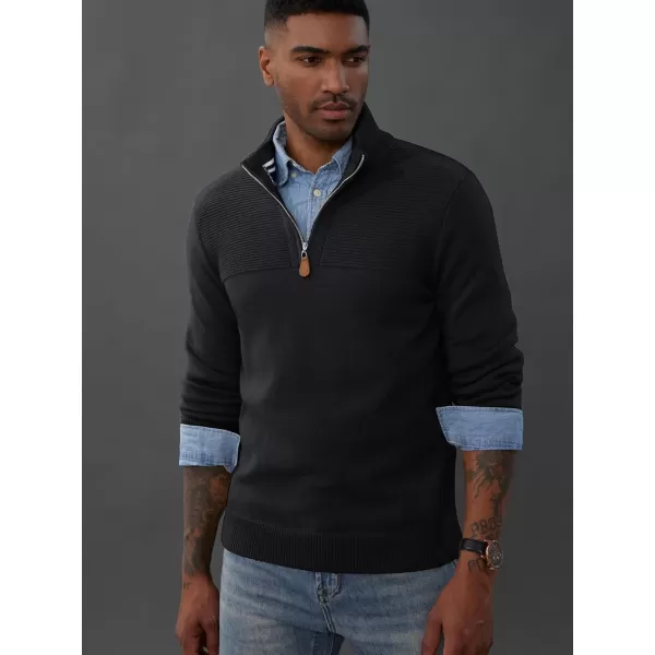 PJ PAUL JONES Men's Quarter Zip Sweater Slim Fit Casual Pullover Sweater Mock Neck Polo Sweaters