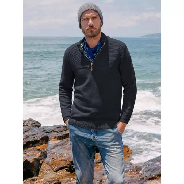 PJ PAUL JONES Men's Quarter Zip Sweater Slim Fit Casual Pullover Sweater Mock Neck Polo Sweaters