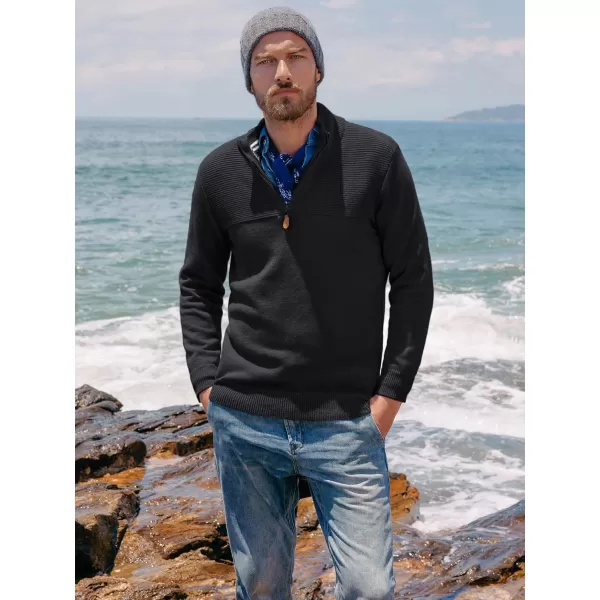 PJ PAUL JONES Men's Quarter Zip Sweater Slim Fit Casual Pullover Sweater Mock Neck Polo Sweaters