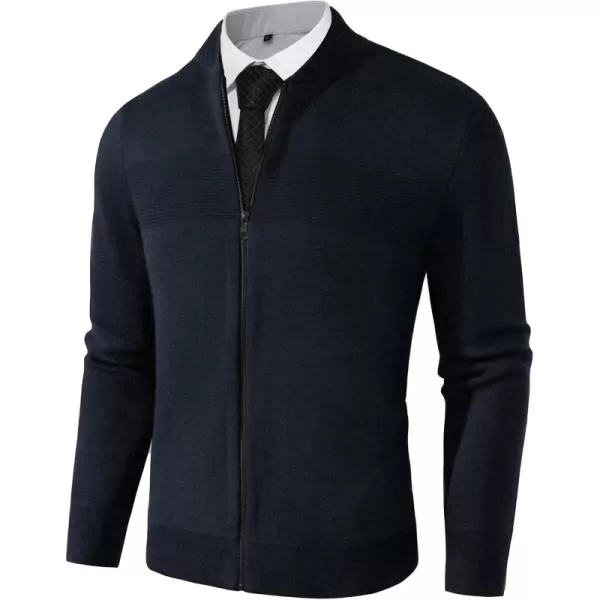 PJ PAUL JONES Mens Full Zip Cardigan Sweater Stand Collar Regular Fit Knit Sweaters
