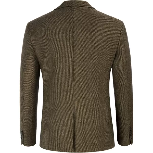 Mens Wool Blend Blazer Jacket Houndstooth Suit Blazer Notch Lapel 2 Button