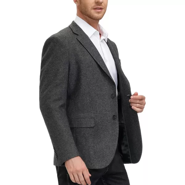 Mens Wool Blend Blazer Jacket Houndstooth Suit Blazer Notch Lapel 2 Button