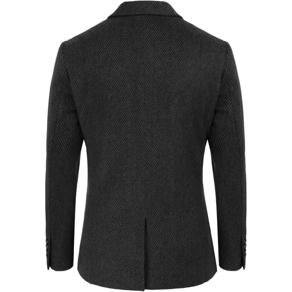 Mens Wool Blend Blazer Jacket Houndstooth Suit Blazer Notch Lapel 2 Button