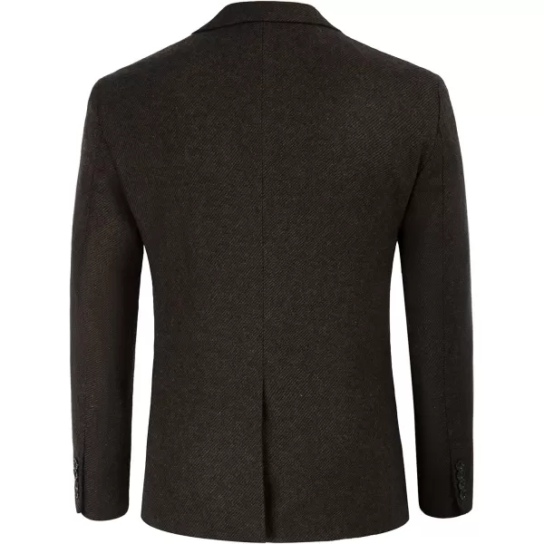 Mens Wool Blend Blazer Jacket Houndstooth Suit Blazer Notch Lapel 2 Button