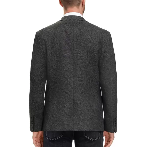 Mens Wool Blend Blazer Jacket Houndstooth Suit Blazer Notch Lapel 2 Button