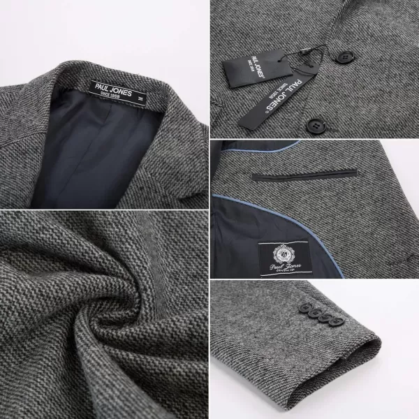 Mens Wool Blend Blazer Jacket Houndstooth Suit Blazer Notch Lapel 2 Button