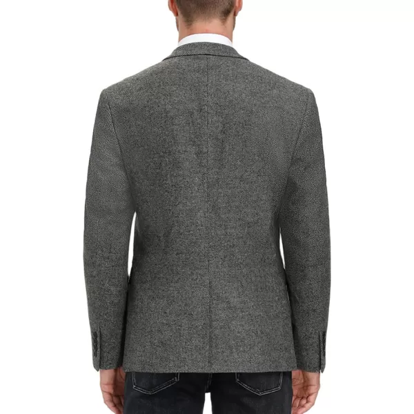 Mens Wool Blend Blazer Jacket Houndstooth Suit Blazer Notch Lapel 2 Button