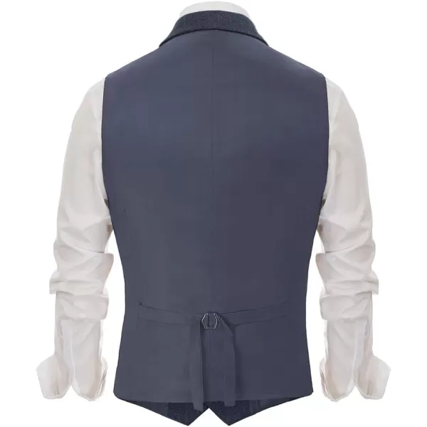 PJ PAUL JONES Mens Western Herringbone Suit Vest Tweed Wool Blend Slim Fit Waistcoat