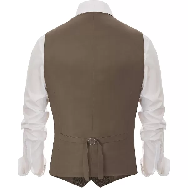 PJ PAUL JONES Mens Western Herringbone Suit Vest Tweed Wool Blend Slim Fit Waistcoat