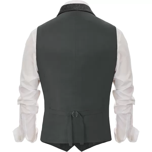 PJ PAUL JONES Mens Western Herringbone Suit Vest Tweed Wool Blend Slim Fit Waistcoat