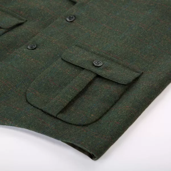 PJ PAUL JONES Mens Western Herringbone Suit Vest Tweed Wool Blend Slim Fit Waistcoat