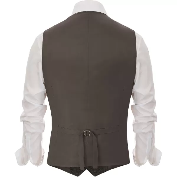 PJ PAUL JONES Mens Western Herringbone Suit Vest Tweed Wool Blend Slim Fit Waistcoat