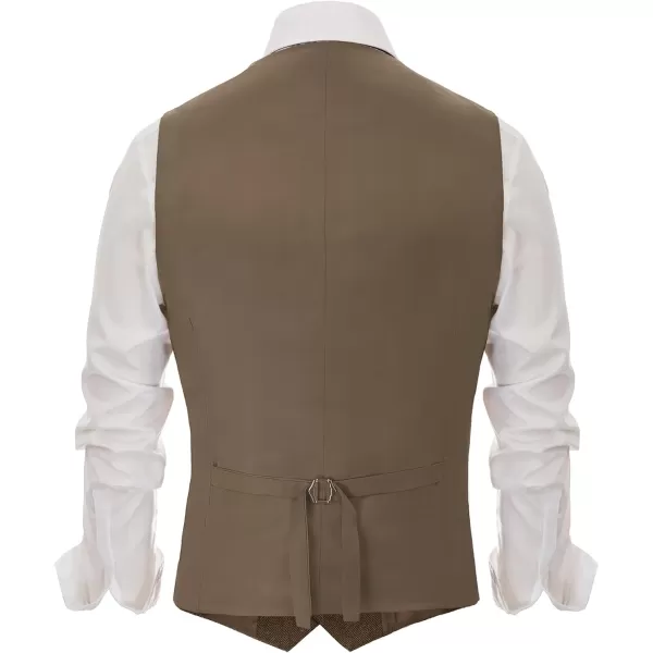 PJ PAUL JONES Mens Western Herringbone Suit Vest Tweed Wool Blend Slim Fit Waistcoat