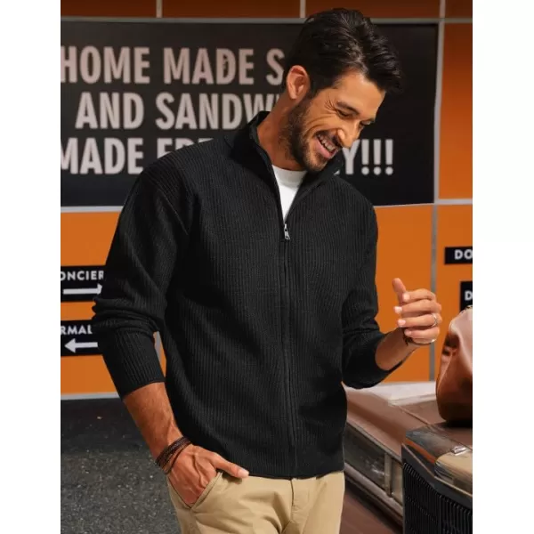 PJ PAUL JONES Mens Cardigan Sweaters Slim Fit Full Zip Up Sweater Stand Collar Casual Knitted Cardigans