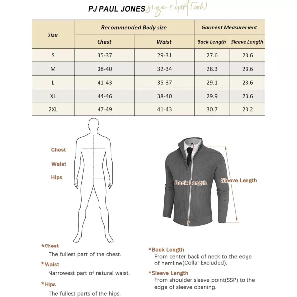 PJ PAUL JONES Mens Cardigan Sweaters Slim Fit Full Zip Up Sweater Stand Collar Casual Knitted Cardigans