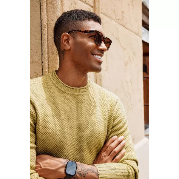 PJ PAUL JONES Men's Crewneck Pullover Sweater Casual Thick Weave Textured Sweaters