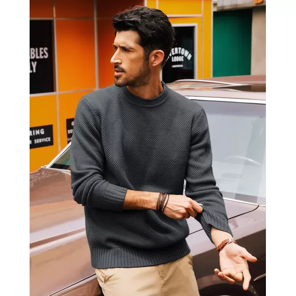 PJ PAUL JONES Men's Crewneck Pullover Sweater Casual Thick Weave Textured Sweaters