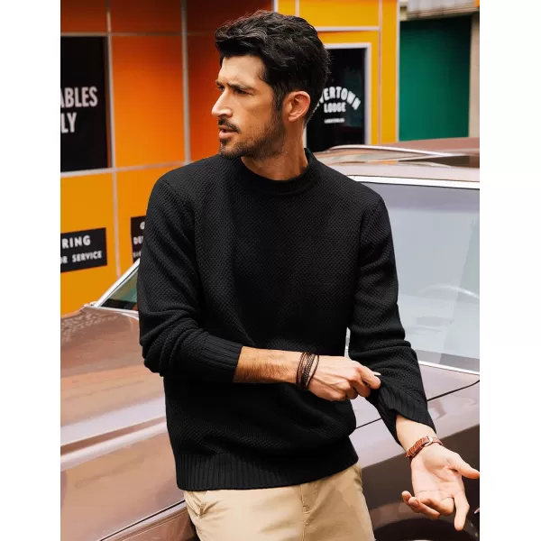 PJ PAUL JONES Men's Crewneck Pullover Sweater Casual Thick Weave Textured Sweaters