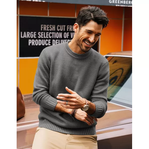 PJ PAUL JONES Men's Crewneck Pullover Sweater Casual Thick Weave Textured Sweaters
